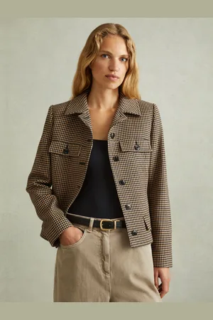 Reiss Lena geruit jack met kraag en pied-de-poule motief32