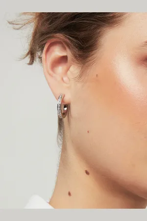 Karen Millen Gold Tone Small Crystal Hoop EarringsEén