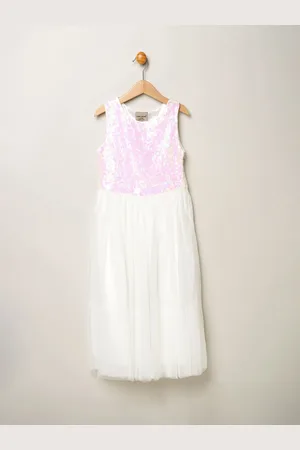 MISS Sequin Bow Tulle Skirt White Dress6