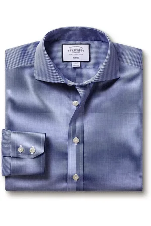 Charles Tyrwhitt Non-iron Puppytooth Cutaway Slim Fit 100% Cotton Shirt42cm R (UK 16.5 R)