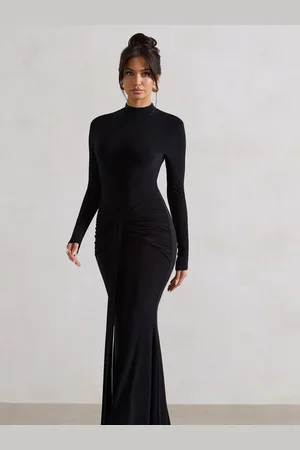 Club L Pietra High Neck Long Sleeve Knot Maxi Dress44