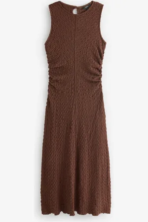 Next Mouwloze midi-jurk met textuur en ruchesEU 46 Tall (UK 18 T)