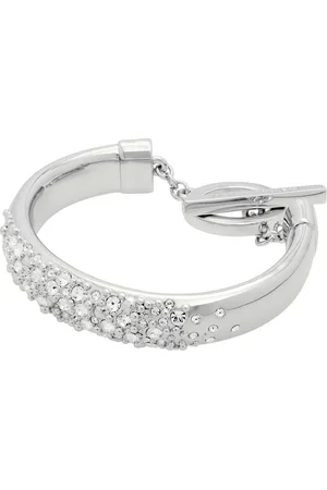 Karen Millen Silver Tone Encrusted Hoops & T-Bar Bangle Seteen