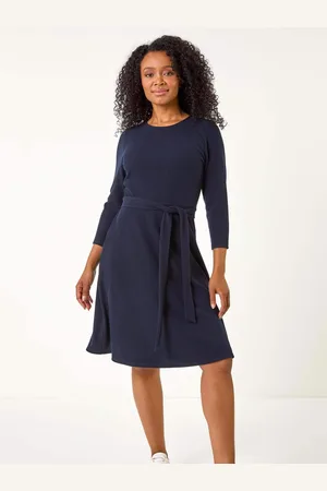 Roman Petite Ribbed Tie Waist Detail Dress40