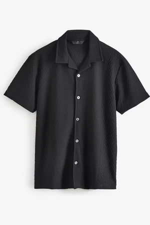 Next Cuban Collar Textured Jersey Short Sleeve 100% Cotton ShirtM
