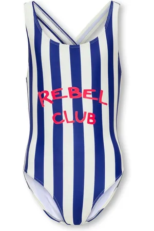 ONLY Blue Rebel Club Stripe Slogan Swimsuit146152cm