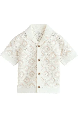 Next Crochet Revere Collar Short Sleeve Knitted Polo Shirt (3mths-7yrs)98104cm