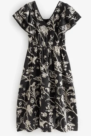Laura Ashley 100% katoenen jurk met ruches op de mouwen en kanten details44