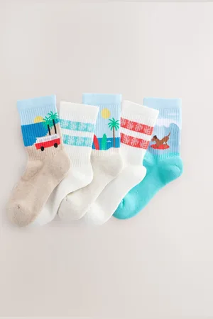 Next Cushioned Footbed Cotton Rich Ribbed Tipped Socks 5 Pack4-6.5