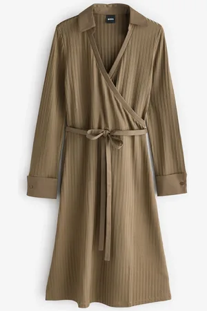 HUGO BOSS Kniited Jersey Ribbed Wrap Belt DressXL