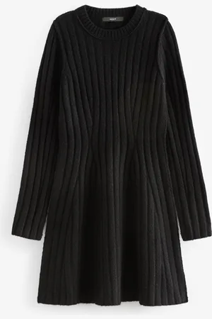 Next Ribbed Fit And Flare Mini Knitted Jumper Dress With WoolXL Regular