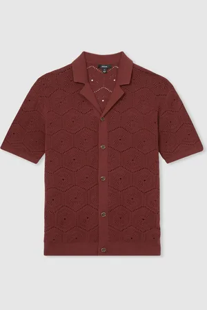 Reiss Royce Pointelle Button Through ShirtLarge