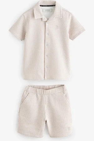 Ted Baker Stone Textured Shirt And Shorts Set122128cm