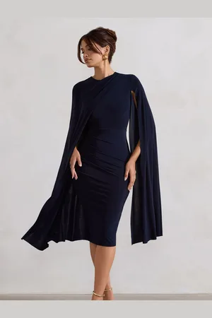 Club L Marysol Asymetric Cape Midi Dress38
