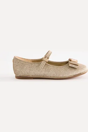 Ted Baker Goudkleurige Mary Jane-meisjesschoenen met strik en glitterEU 35.5 (UK 3)
