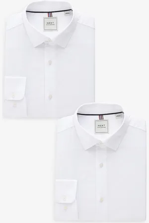 Next Easy Care Textured Slim Fit Single Cuff Shirts 2 Pack42cm R (UK 16.5 R)