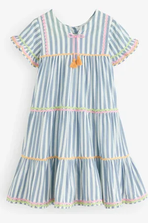 MISS Blue Printed Boho 100% Cotton Summer Dress110116cm