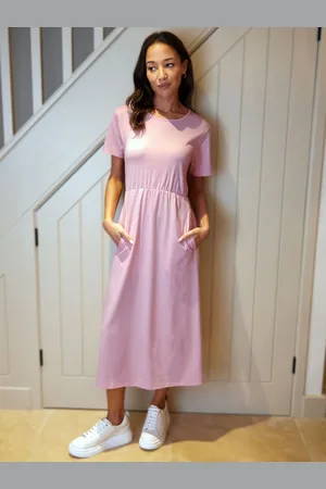 Threadbare 100% katoenen midi-jurk met smokwerk40