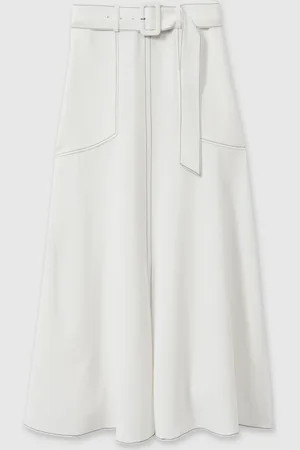 Reiss Micha Contrast Stitch Belted Midi Skirt38