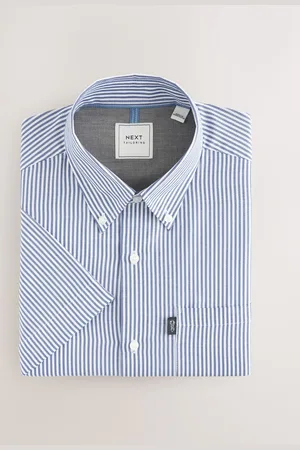 Next Short Sleeve With Button Down Collar Stripe Easy Iron Oxford Shirt6X-Large