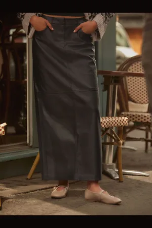 Next Faux Leather PU Column Skirt44 Petite