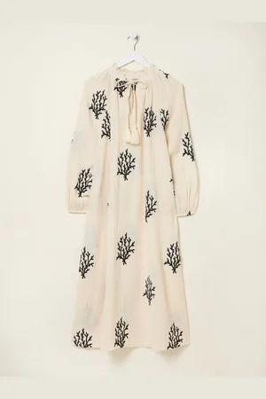 Fat Face FatFace Beachwear Koraalrood Geborduurde Kaftan JurkEU 42 Kort (UK 14 S)