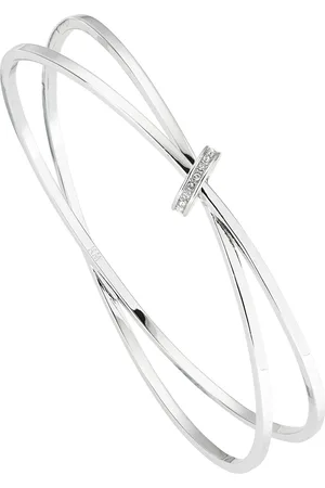 Karen Millen Silver Tone Oval Pavé Chain Bangleeen