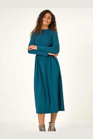 Roman Cotton Stretch Jersey Mix Midi Dress40