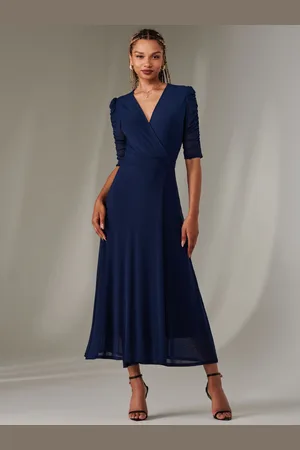 Jolie Moi Zeena Plain Wrap Mesh Maxi Dress36