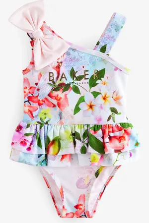 Ted Baker Pink Floral Bow Shoulder Swimsuit7480cm