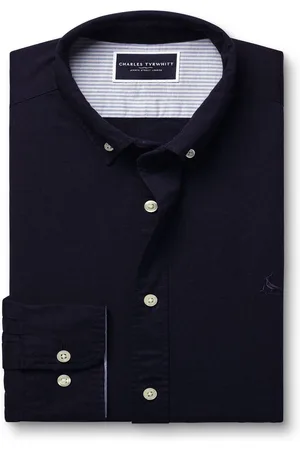Charles Tyrwhitt Slim Fit Plain Button Down Stretch Washed Oxford 100% Cotton ShirtMedium