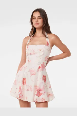 Forever New Harriet Halter Neck Bubble Mini Dress with a Touch of Linen38