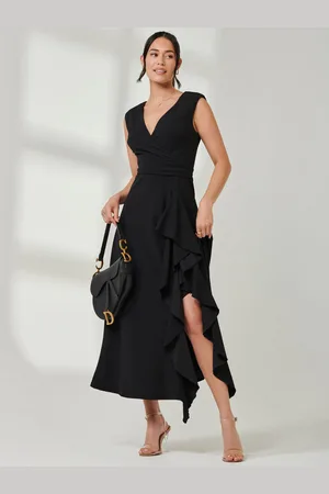Jolie Moi Lange maxi-jurk met overslag en franjedetail36