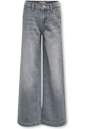 ONLY Grey Wide Leg Adjustable Waist 100% Cotton Jeans10 Jaar (140cm)
