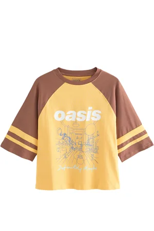 Next Official Oasis License Raglan Elbow Colour Block Graphic T-Shirt46petite