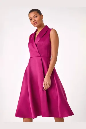 Roman Satin Tuxedo Style Midi Dress42