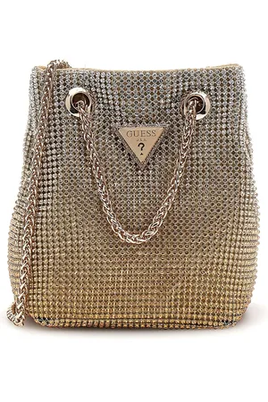 Guess Gold Diamante Zalina 100% Cotton Cross-Body Pouch Bageen