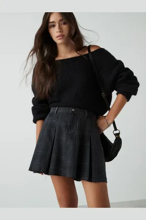 Next 100% katoenen geplooide denim minirok38
