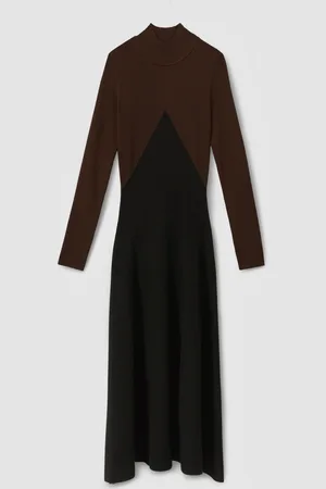 Reiss Hope midi-jurk met kleurvlakken en ribbelsL