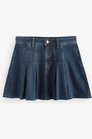 Next 100% katoenen geplooide denim minirok46
