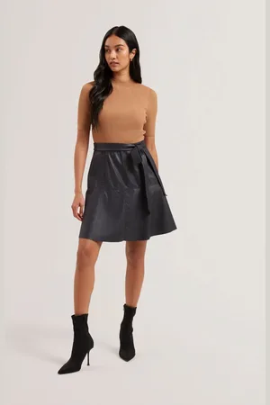 Ted Baker Oliyia Knit Bodice Faux Leather Skirt Mini Dress38