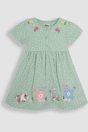 JoJo Maman Bébé Appliqué Button Front 100% Cotton Dress8692cm