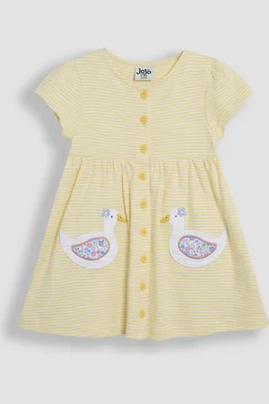 JoJo Maman Bébé 100% Cotton Appliqué Button Through Dress116122cm