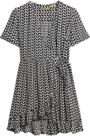 Superdry Short Sleeve Printed Mini Wrap Dress40