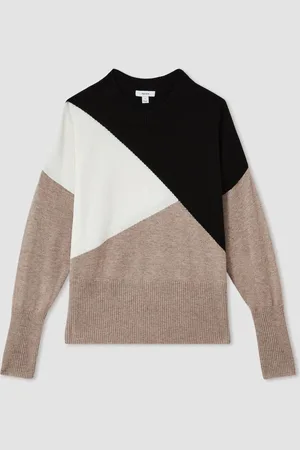 Reiss Faye Geometric Colour-Block Jumper With Wool And CashmereM