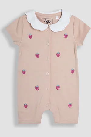 JoJo Maman Bébé 100% Organic Cotton Short Sleeve Strawberry Sleepsuit50cm