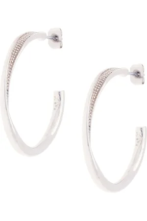 Karen Millen Silver Tone Textured Twist Hoop Earringseen