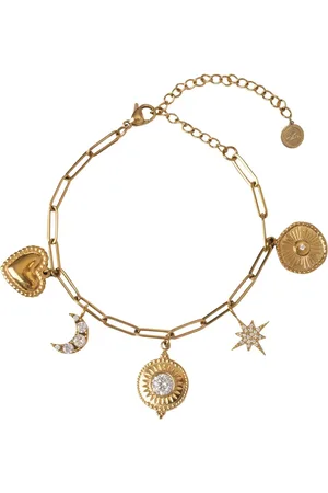Bibi Bijoux Gold Tone Celestial Stainless Steel Charm Braceleteen