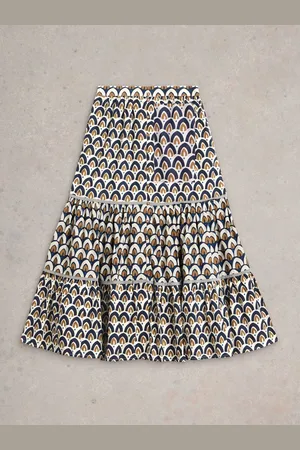 White Stuff Ariel Mix Print Midi 100% Organic Cotton Skirt42