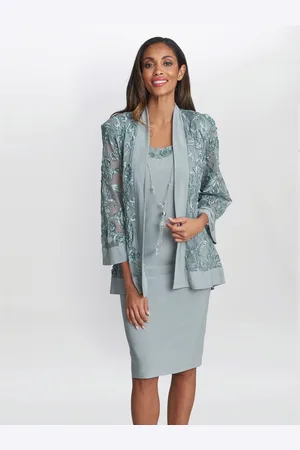 Gina Bacconi Green Beverley Soutache Dress And Jacket With Necklace46